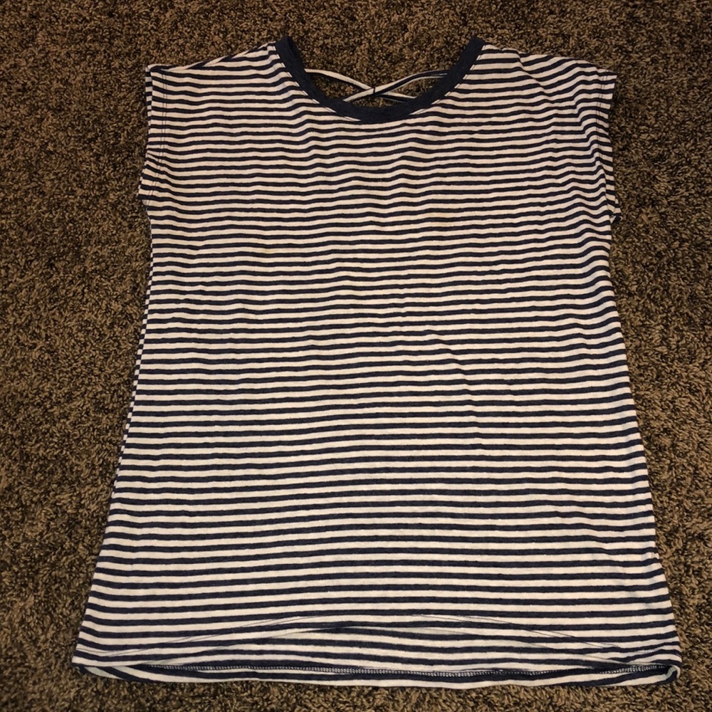 Girls Navy Blue & White Striped Blouse